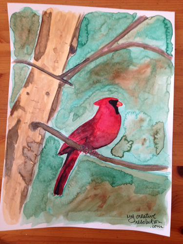Watercolor cardinal