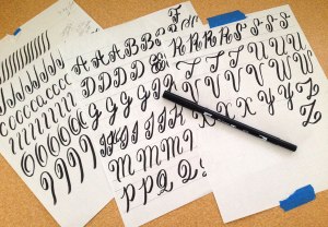 brush lettering with a Tombow marker