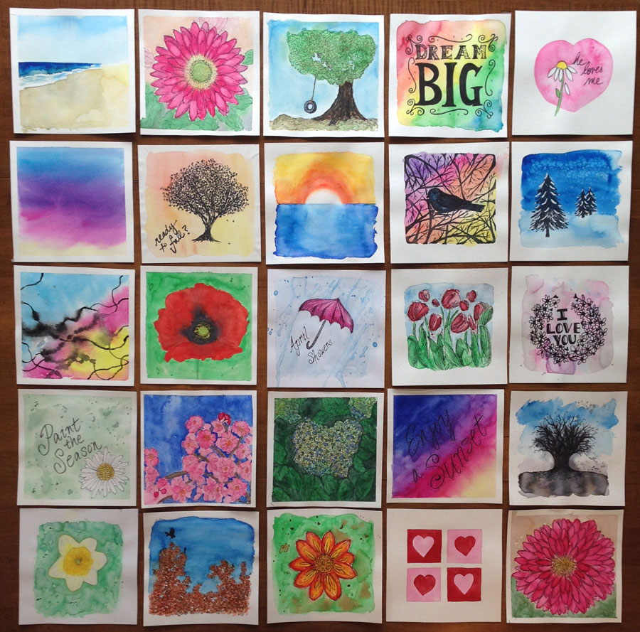 8 inch watercolor paintings