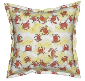 Crabs in the sand fabric print pillow