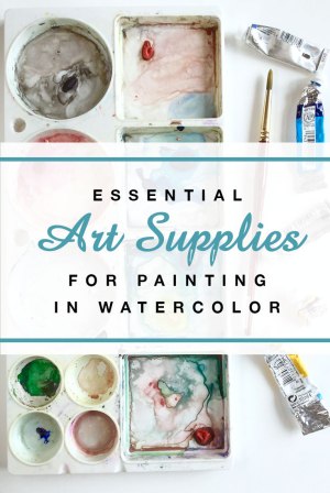 Art Supplies essential for painting in watercolor