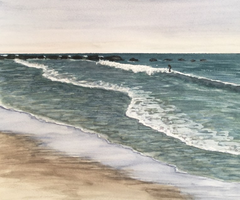 Watercolor beach painting