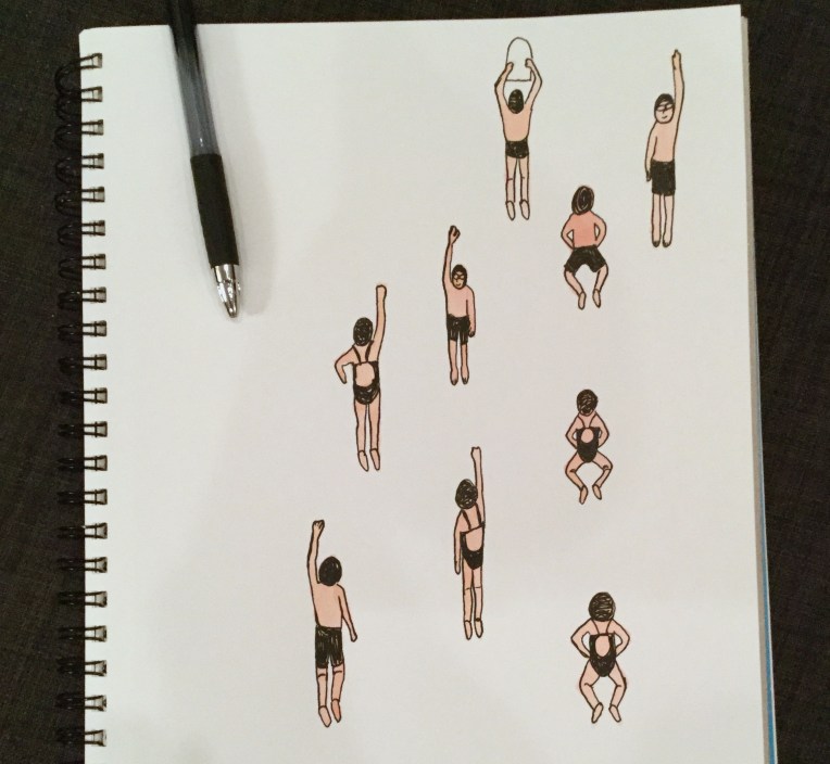 Swimmers in my sketchbook. An idea for a pattern design.