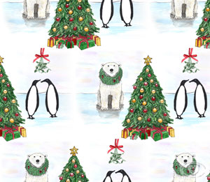 Penguin Polar Bear Christmas print pattern
