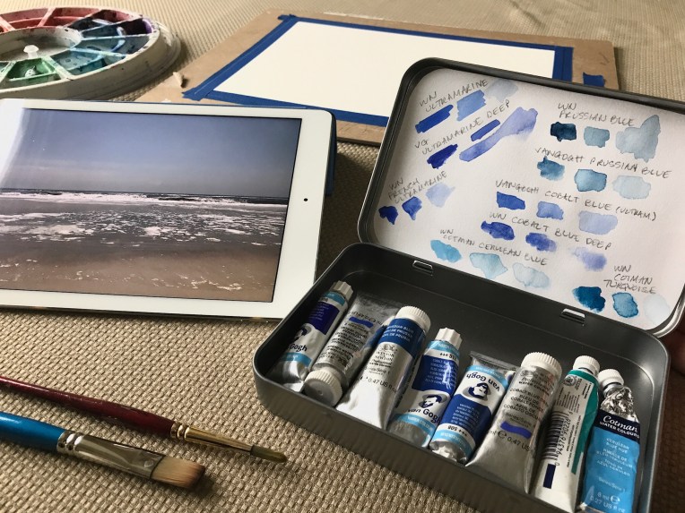 Picking a blue for my next watercolor painting