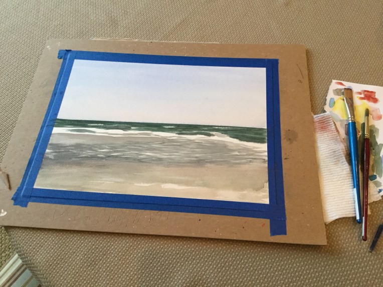 The start of a beach painting