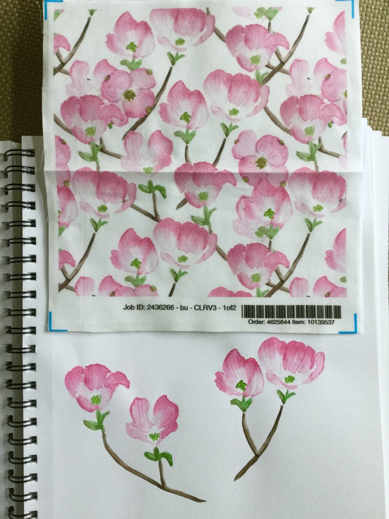 Pink dogwood flower print pattern