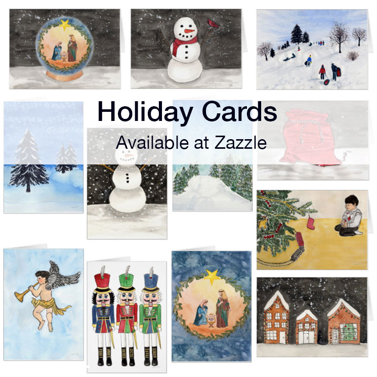 Holiday cards watercolor paintings by Eileen McKenna