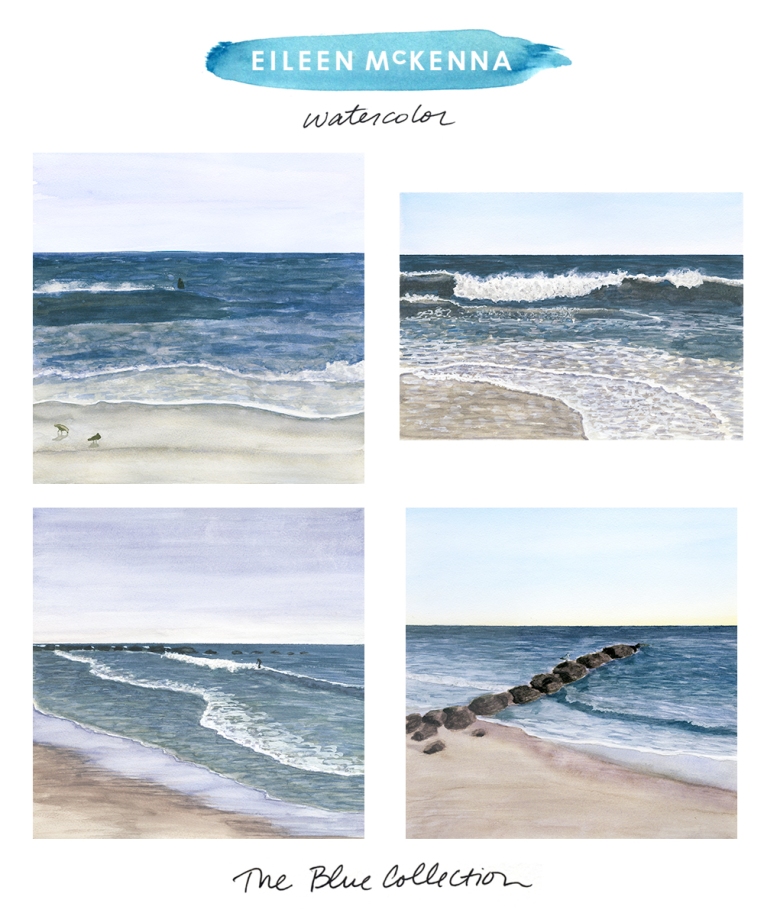 The Blue Collection by Eileen McKenna | watercolor beach ocean landscapes available as limited edition giclee art prints