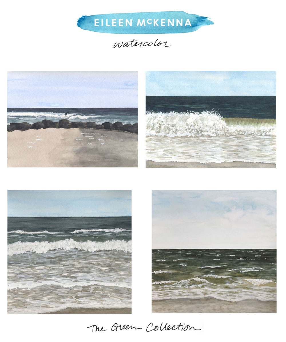 The Green Collection by Eileen McKenna | watercolor beach ocean landscapes available as limited edition giclee art prints at shop.eileenmckenna.com