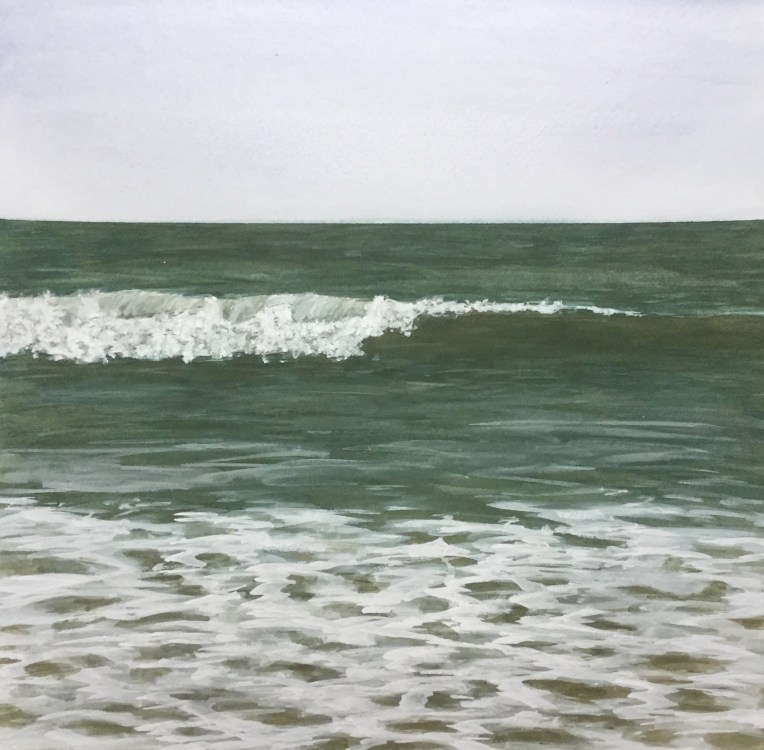 Stages of a watercolor painting. Painting waves by Eileen McKenna