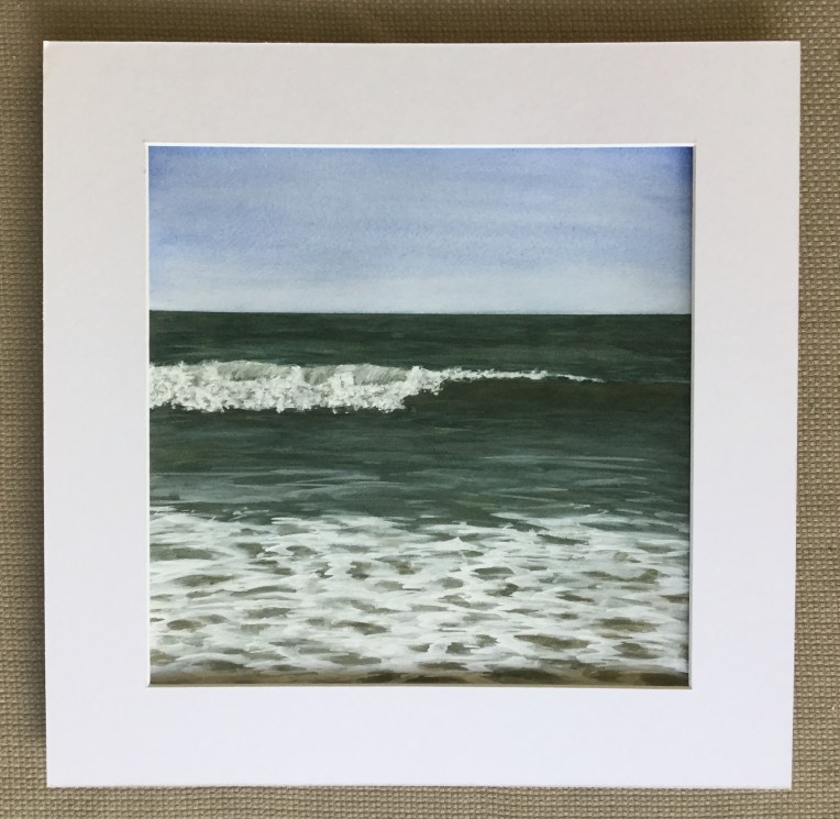 Stages of a watercolor wave painting By Eileen McKenna