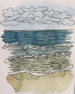 Seascape watercolor and ink illustration by Eileen McKenna #inktober