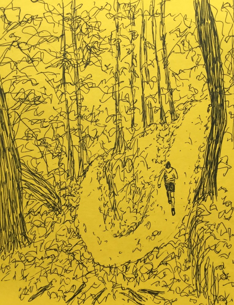 Running trail. InkTober sketch by Eileen McKenna
