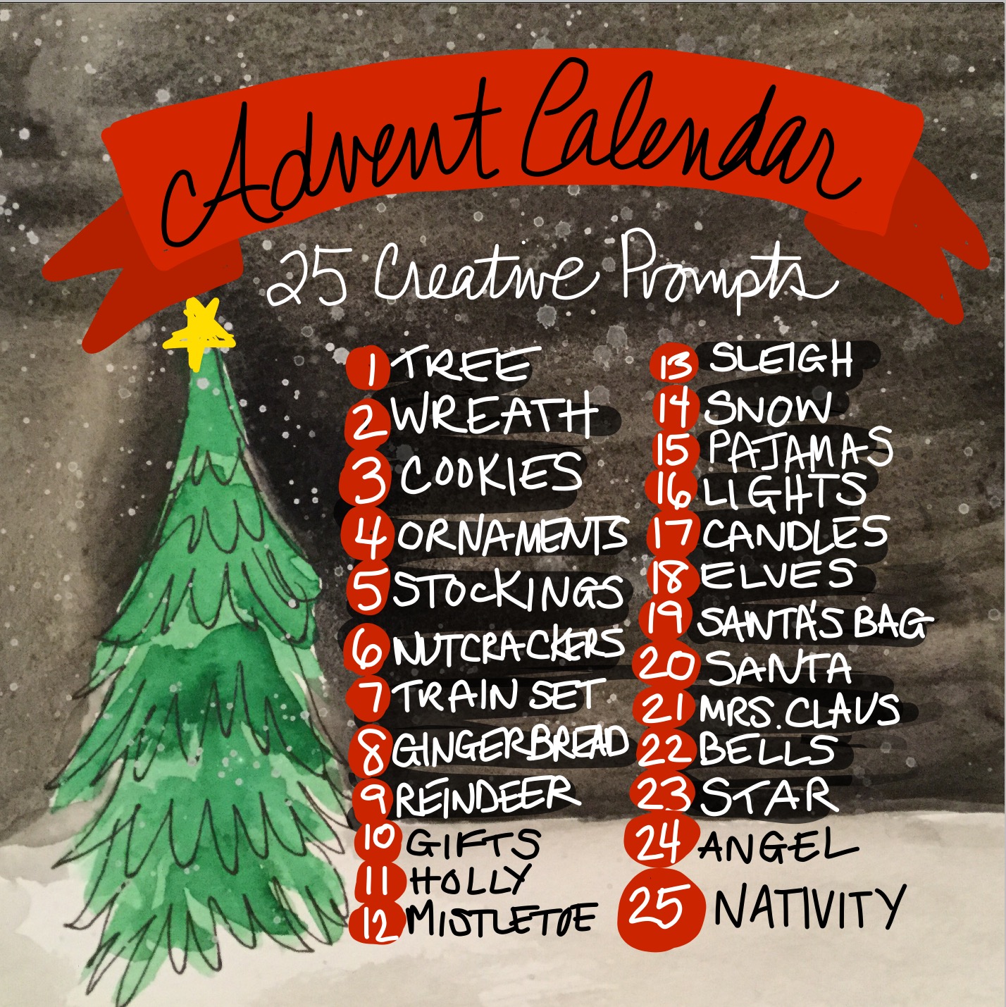 Creative prompts for Christmas countdown #Christmas #creative #advent