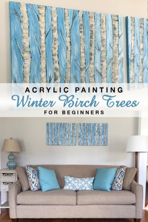 Easy Acrylic Birch Tree Painting #beginner #painting