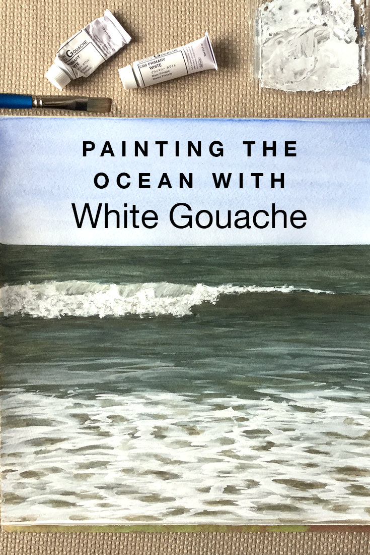 Painting the ocean with white gouache #painting #gouache #ocean #waves