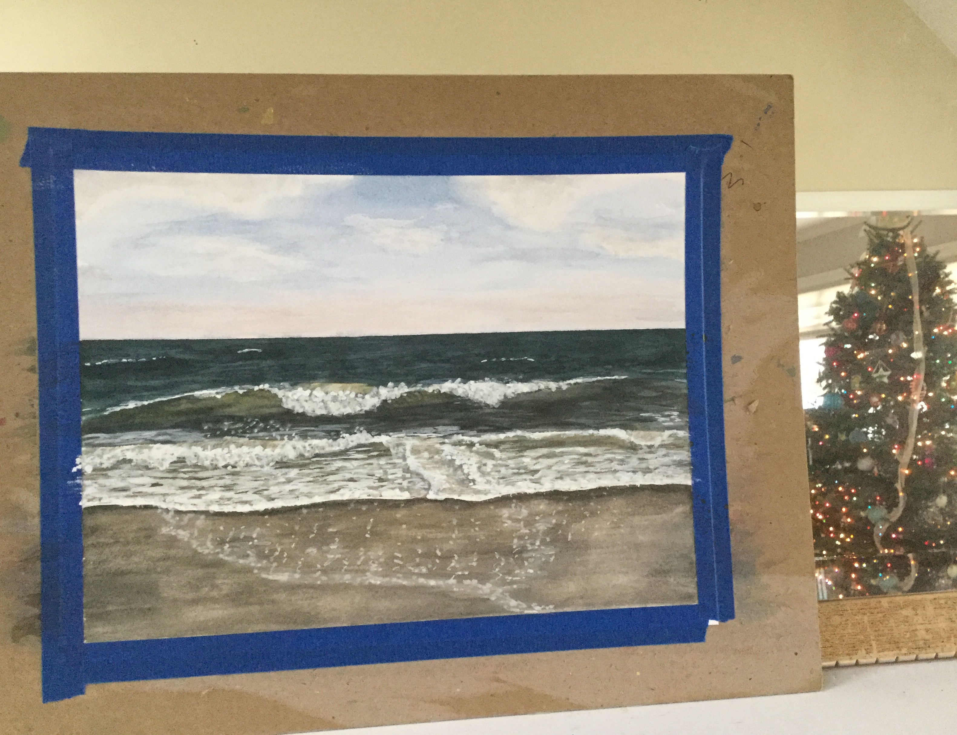 Take a step back to view your painting and decide if it’s done.