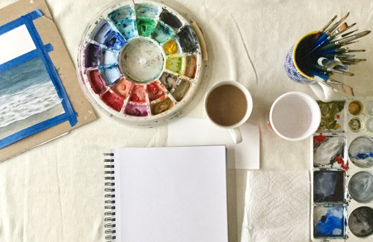 Watercolor setup. Eileen McKenna. #artist #setup