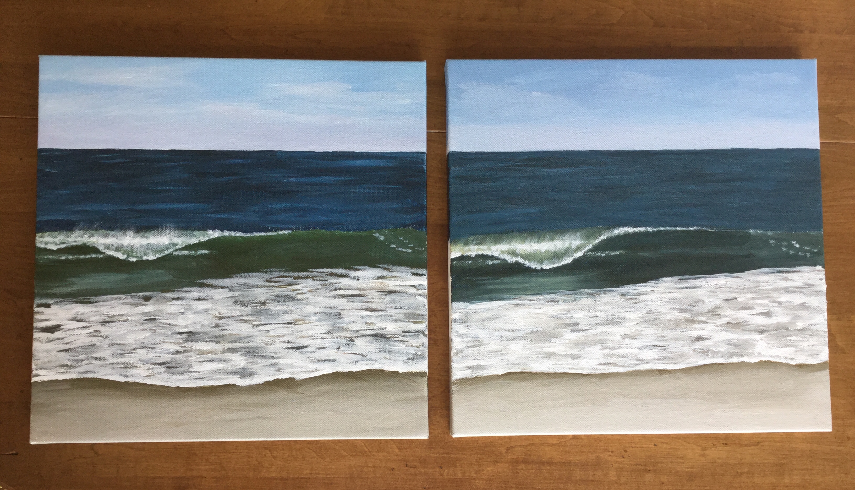 From watercolor to acrylic. Seascapes