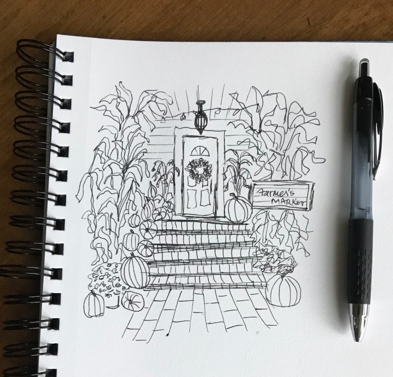 InkTober front porch sketch