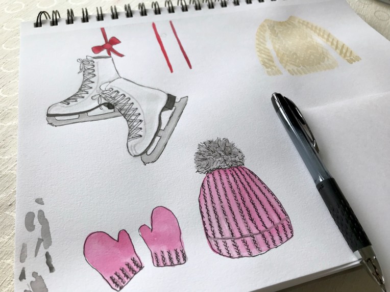 Winter illustrations by Eileen McKenna | ice skates hat mittens