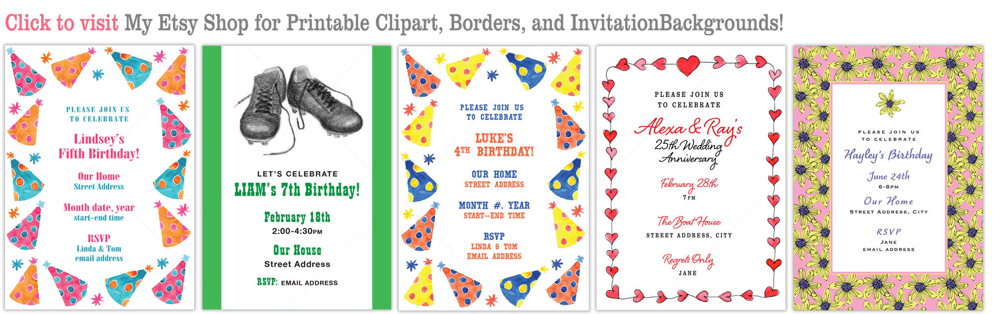 How to Design Invitations using downloadable art Eileen McKenna