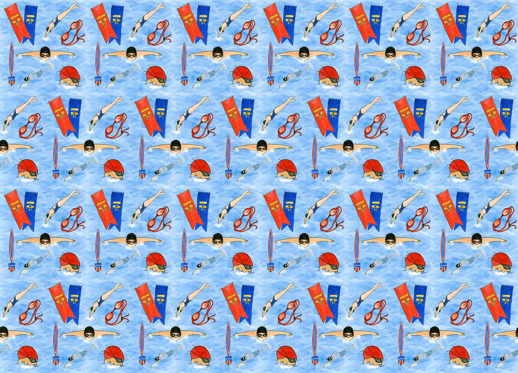 Swim Champs Fabric Print Design by Eileen McKenna