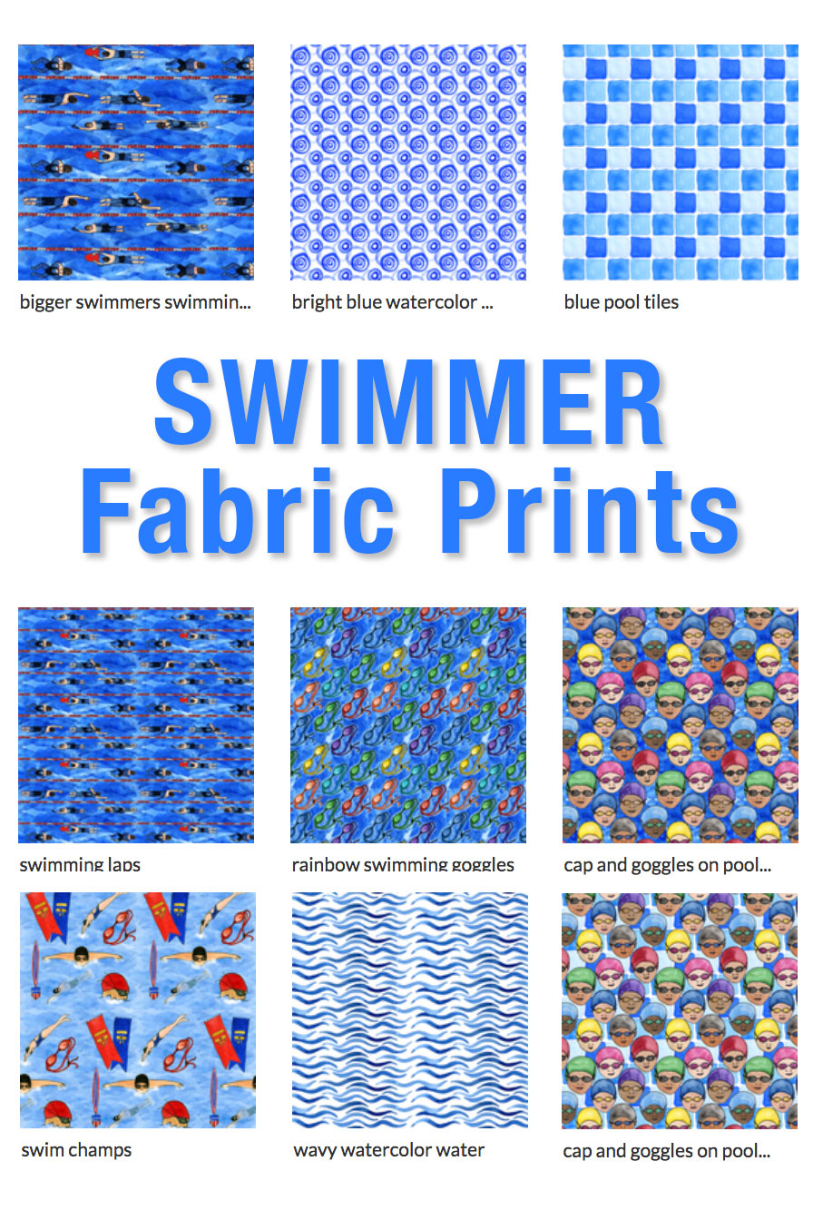 Swimmer Fabric Prints by Eileen McKenna available on Spoonflower | Swim Fabric Designs https://www.spoonflower.com/profiles/eileenmckenna