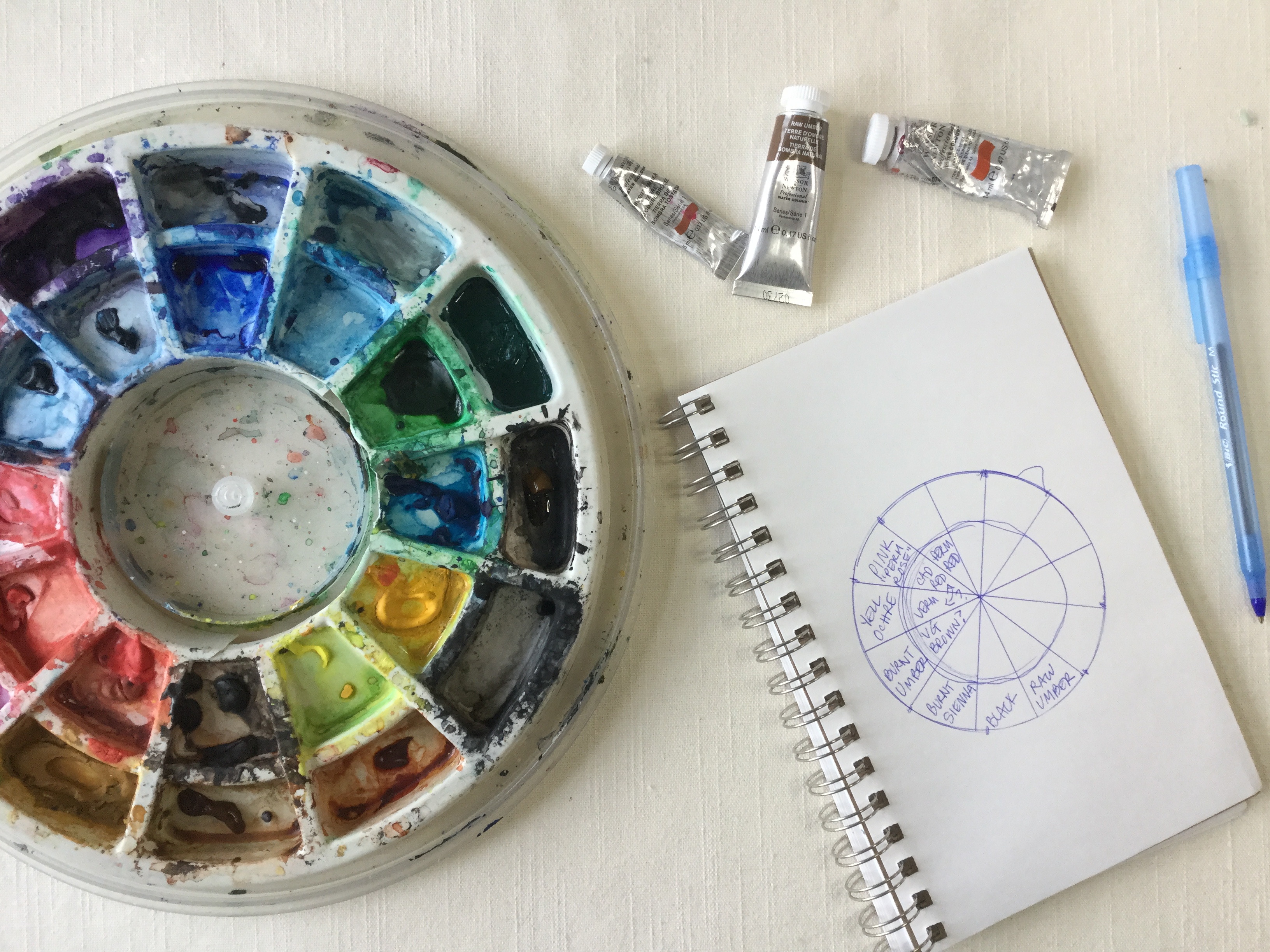 Watercolor paint palette organizing and storing paint