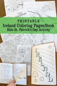 Printable Ireland St. Patrick's Day Coloring Pages make a Coloring Book Kids Class Activity Digital Download is a great way to teach kids about Ireland. Color and fold to create a book! Perfect for St. Patrick's Day.