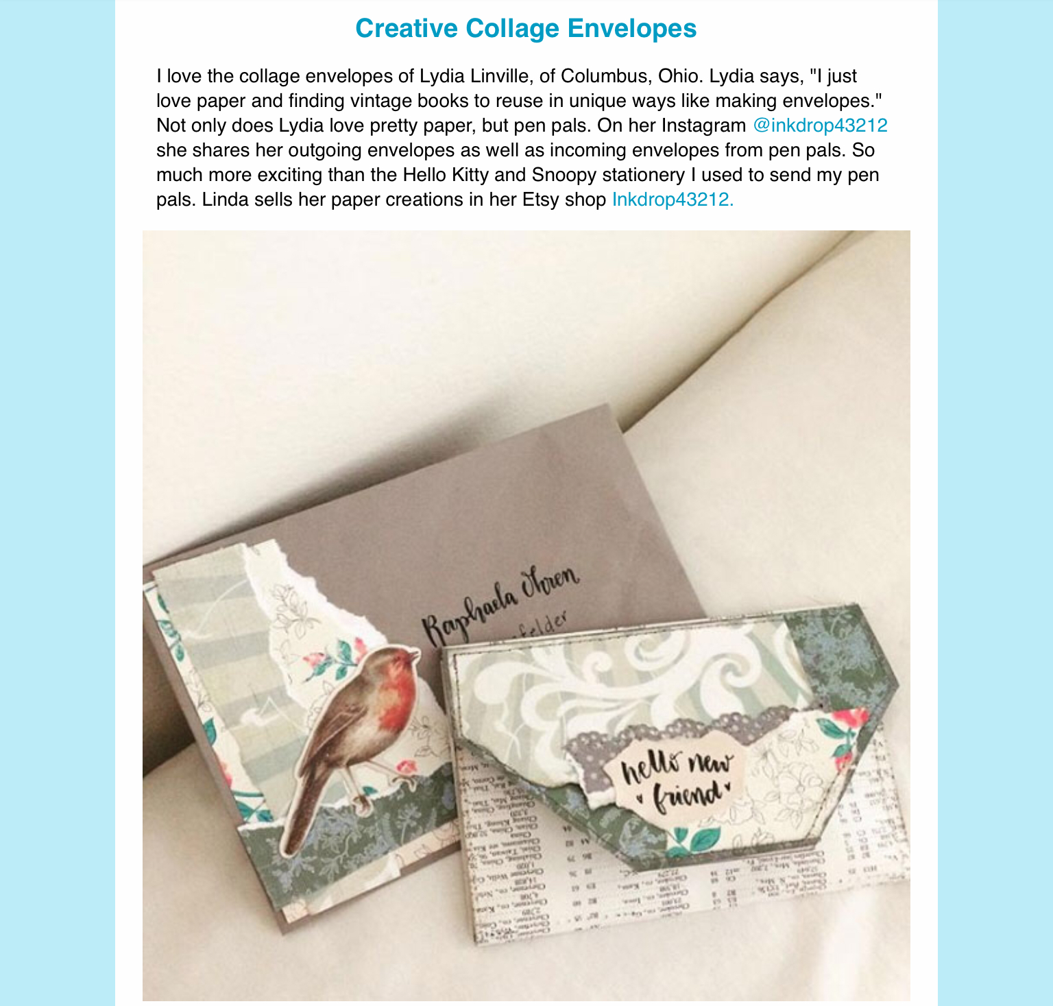My Creative Collection by Eileen McKenna - a newsletter filled with creative inspiration