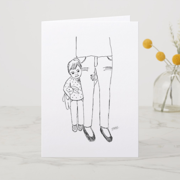 Special Mother's Day card of a little girl hugging her mom's legs | unique Mother's Day card