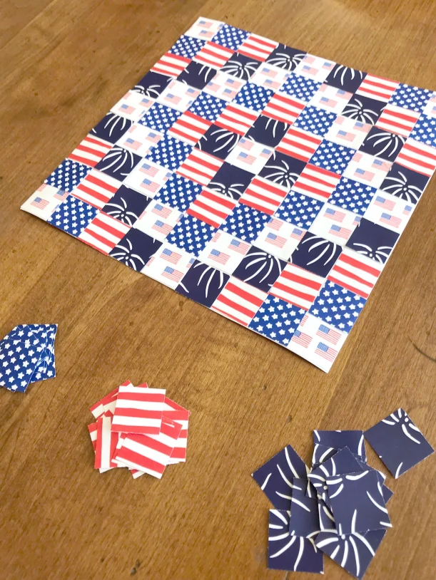 Patriotic Paper Quilt craft activity for kids and adults for Memorial Day July 4th Labor Day