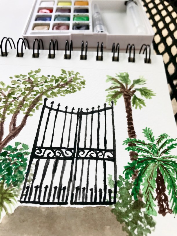 Secret garden watercolor illustration 