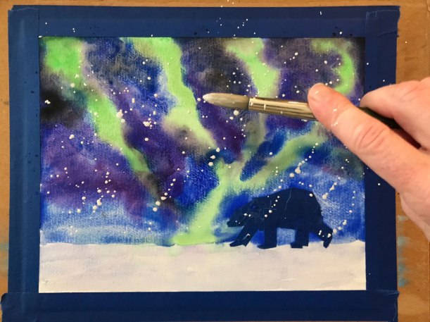 Beginner Painting Idea for Winter - Northern Lights